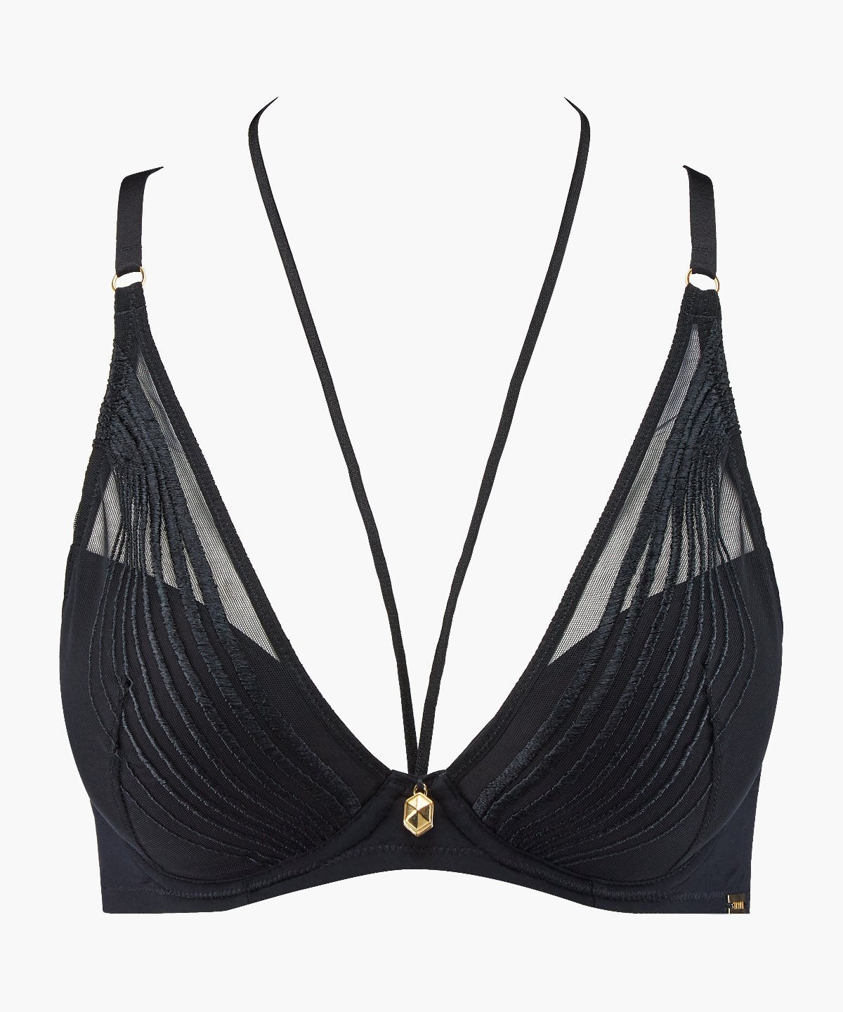 Soutien-gorge Aubade Écrin Noir UEN81 - Plunge Foulard Push-up - Taille FR85D/EU70D