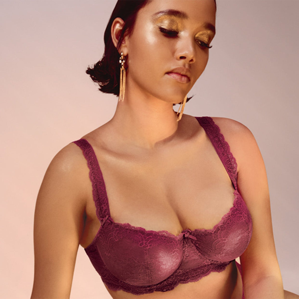 sexy lingerie bum Sexy Lingerie Lace Floral Pushed Up Underwired Bra and Panty Set – Sai Feel main image 0