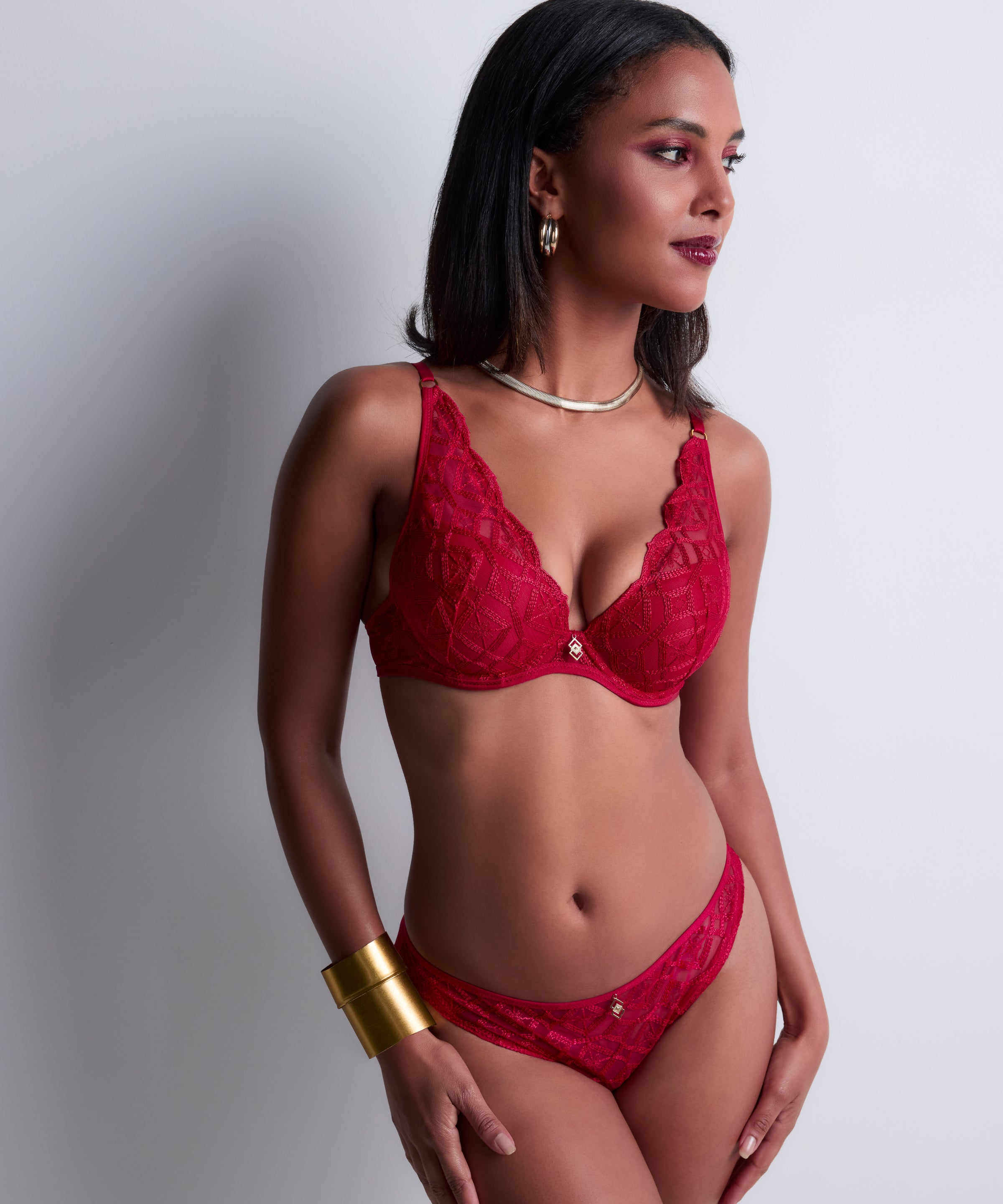 Sense of Illusion Soutien-gorge Plunge foulard Red Berry