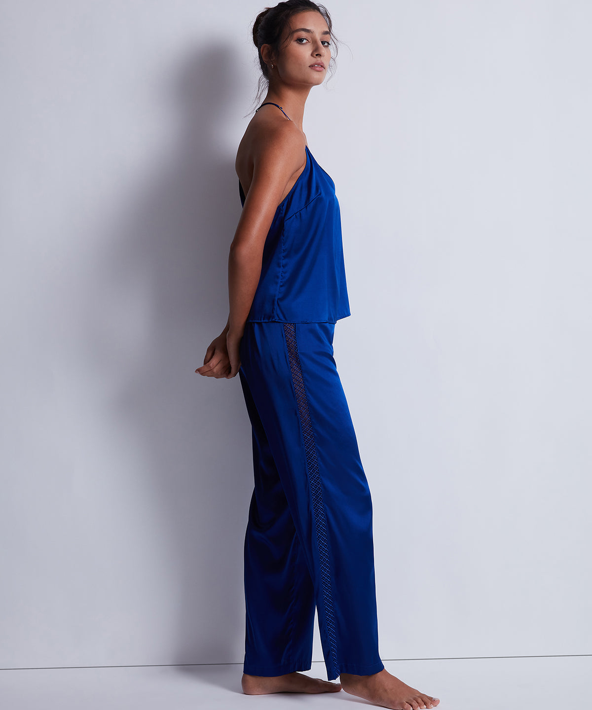 Silk Desire Top à fines bretelles Electric Blue